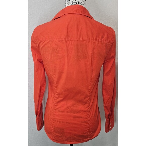 Woman J. Crew Haberdashery Refined Stretch Button Cotton Blend Shirt XS Orange - Picture 5 of 9